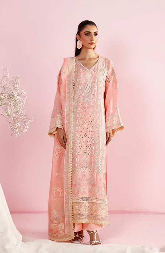 Meeral by Saad Shaikh Embroidered Unstitched 3 Piece Suit - Lily - SSH26TR - Peach - Eid Collection