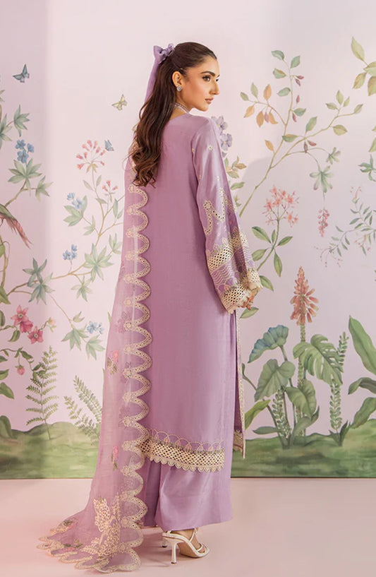Meeral by Saad Shaikh Embroidered Unstitched 3 Piece Suit - Elanora - SSH26TR - Purple - Eid Collection