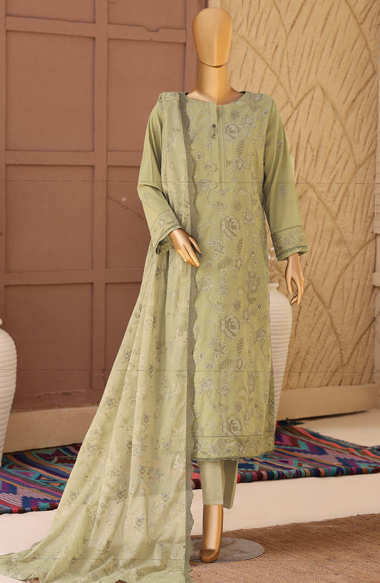 Meeras by HZ Textile Embroidered Lawn Unstitched 3 Piece Suit - D-10 - HZ26MERS - Green - Summer Collection