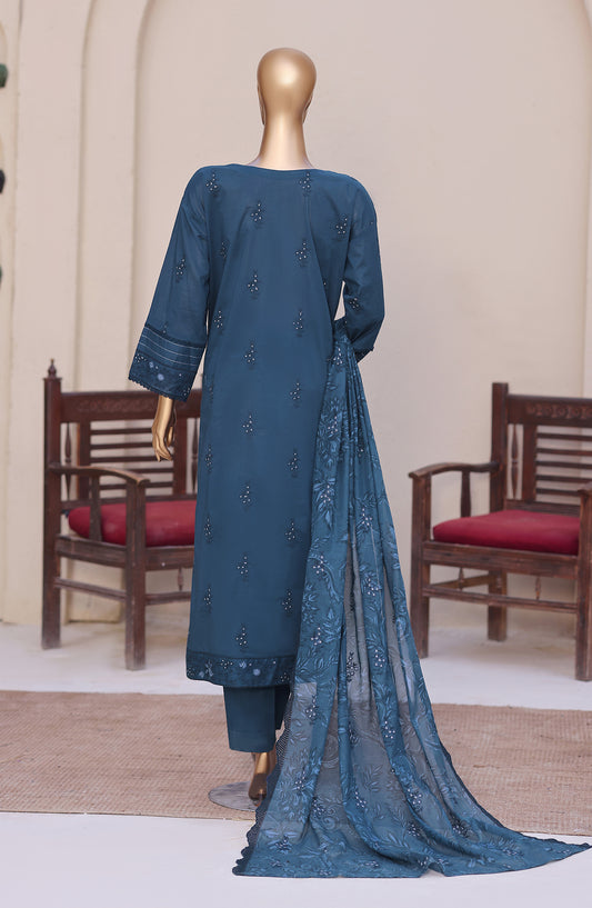 Meeras by HZ Textile Embroidered Lawn Unstitched 3 Piece Suit - D-08 - HZ26MERS - Blue - Summer Collection