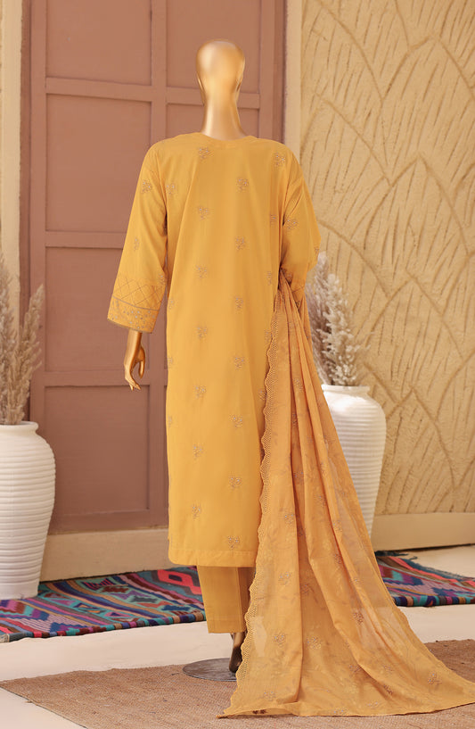 Meeras by HZ Textile Embroidered Lawn Unstitched 3 Piece Suit - D-05 - HZ26MERS - Mustard - Summer Collection