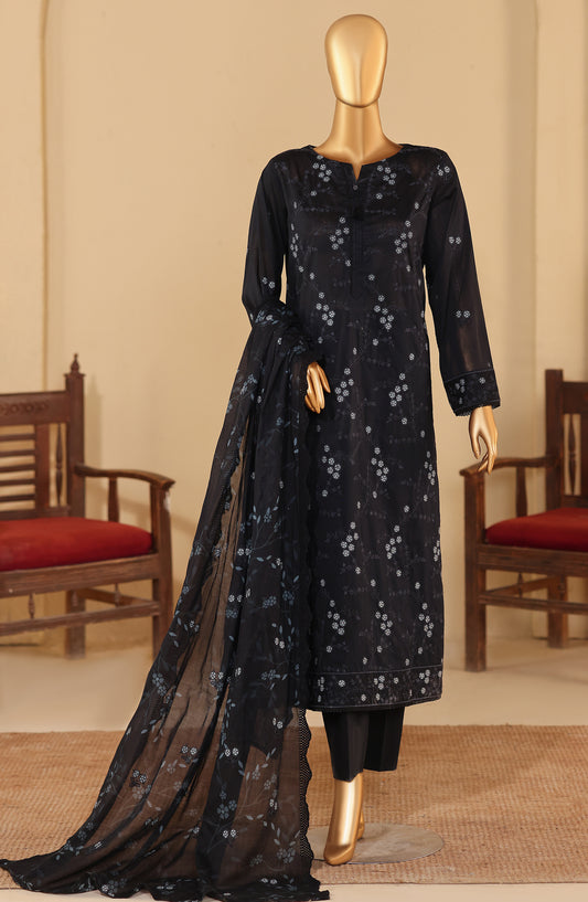 Meeras by HZ Textile Embroidered Lawn Unstitched 3 Piece Suit - D-04 - HZ26MERS - Black - Summer Collection