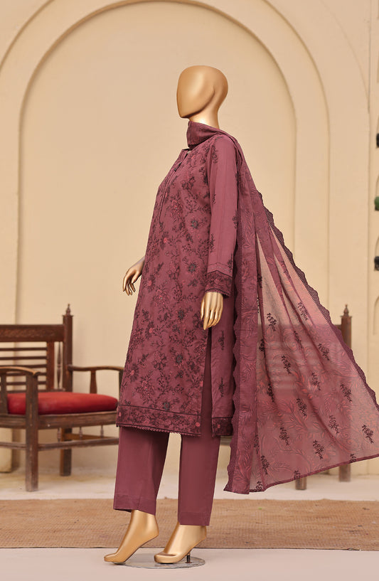 Meeras by HZ Textile Embroidered Lawn Unstitched 3 Piece Suit - D-01 - HZ26MERS - Pink - Summer Collection