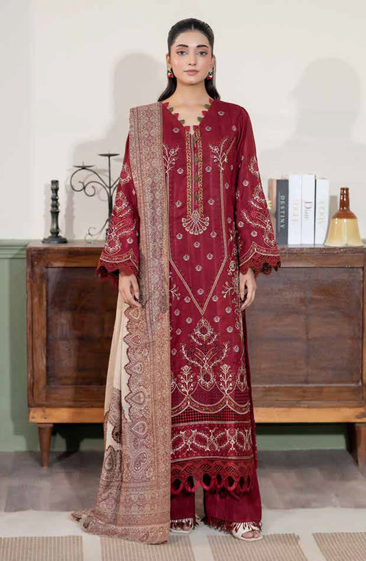Meeras by Johra Embroidered Winter Fabric Unstitched 3 Piece Suit - JW-691 - JH25MEER - Maroon - Winter Collection