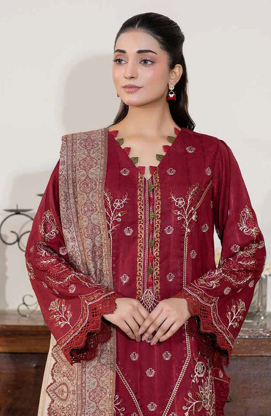 Meeras by Johra Embroidered Winter Fabric Unstitched 3 Piece Suit - JW-691 - JH25MEER - Maroon - Winter Collection