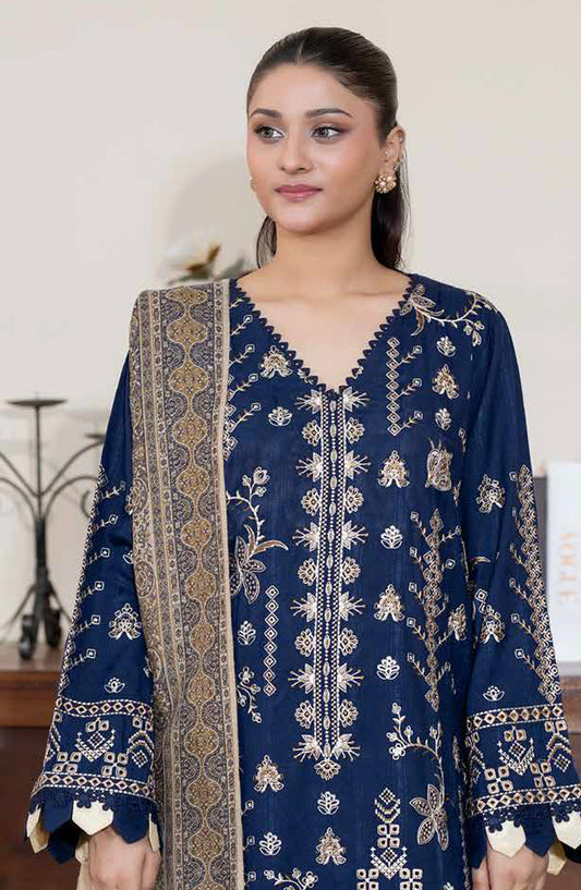 Meeras by Johra Embroidered Winter Fabric Unstitched 3 Piece Suit - JW-690 - JH25MEER - Blue - Winter Collection