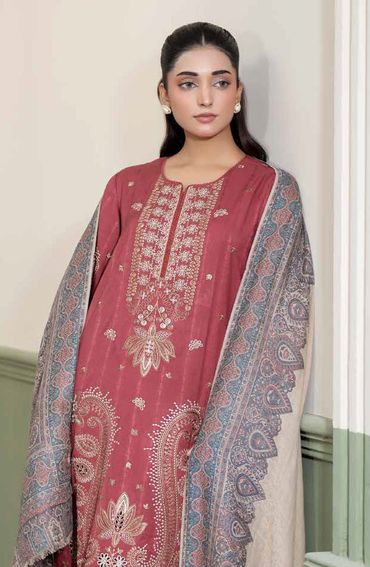 Meeras by Johra Embroidered Winter Fabric Unstitched 3 Piece Suit - JW-689 - JH25MEER - Pink - Winter Collection