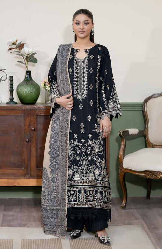 Meeras by Johra Embroidered Winter Fabric Unstitched 3 Piece Suit - JW-688 - JH25MEER - Black - Winter Collection