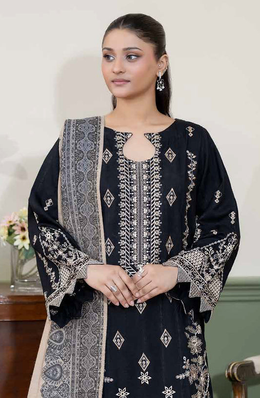 Meeras by Johra Embroidered Winter Fabric Unstitched 3 Piece Suit - JW-688 - JH25MEER - Black - Winter Collection