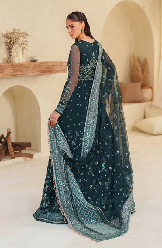 Meesa by Zarif Exclusive Embroidered Net Unstitched 3 Piece Suit - Rimul - ZRF25MSA - Green - Luxury Formals Collection