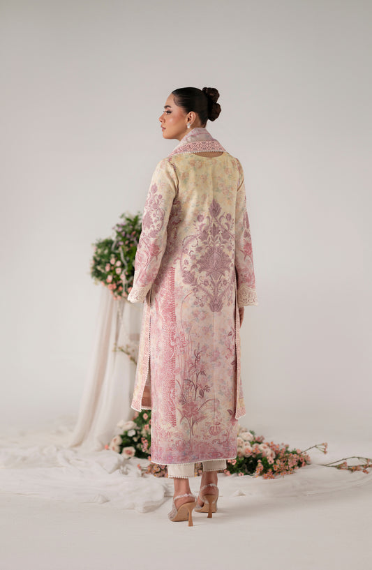 Floral Whimsy by Mehak Yaqoob Printed and Embroidered Raw Silk Stitched 3 Piece Suit - Florin - MY25FWH - Blush Pink - Luxe Collection