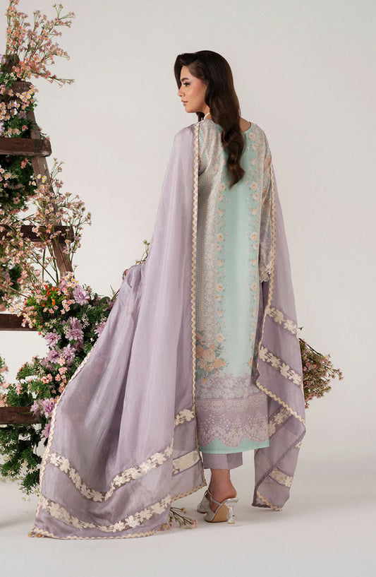 Floral Whimsy by Mehak Yaqoob Printed and Embroidered Crepe Silk Stitched 3 Piece Suit - Roselle - MY25FWH - Lilac - Luxe Collection
