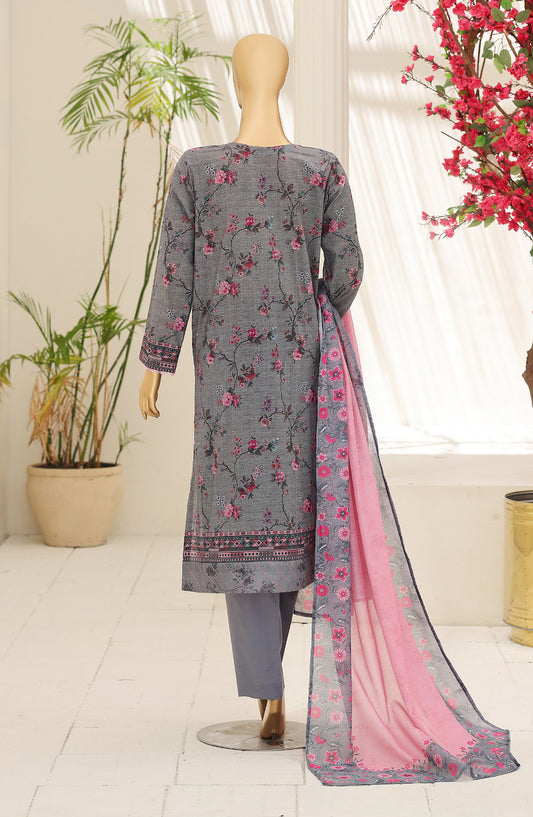 Mehak by HZ Embroidered Lawn Unstitched 3 Piece Suit - D-01 - HZ26MKI - Grey - Summer Collection