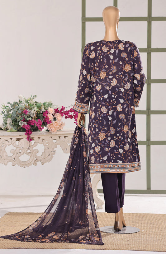 Mehak by HZ Textile Embroidered Lawn Unstitched 3 Piece Suit - D-01 - HZ26MBR - Purple - Summer Collection