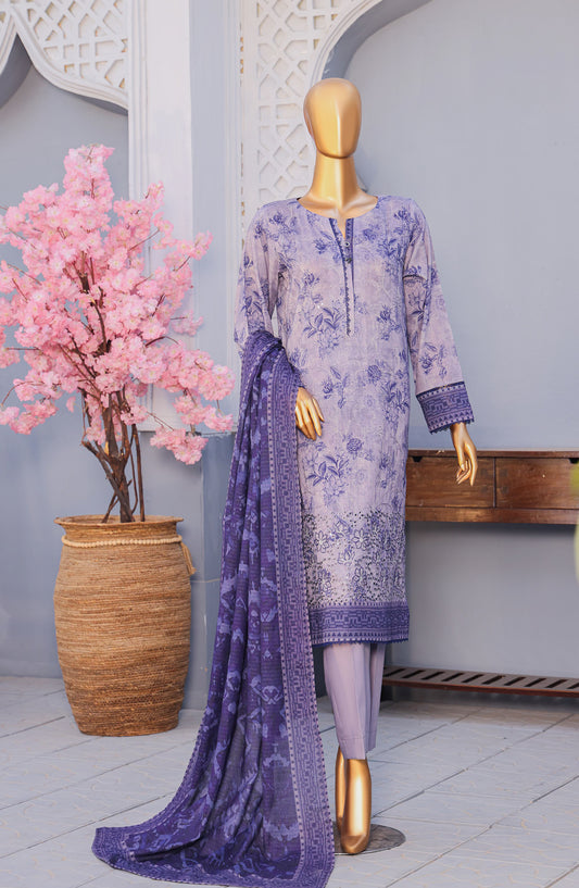 Mehak by HZ Textiles Embroidered Cross Slub Unstitched 3 Piece Suit - MCE-3052 - HZ26MHK - Blue - Summer Collection