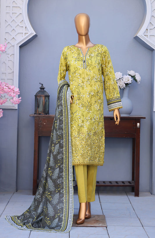 Mehak by HZ Textiles Embroidered Cross Slub Unstitched 3 Piece Suit - MCE-3044 - HZ26MHK - Green - Summer Collection