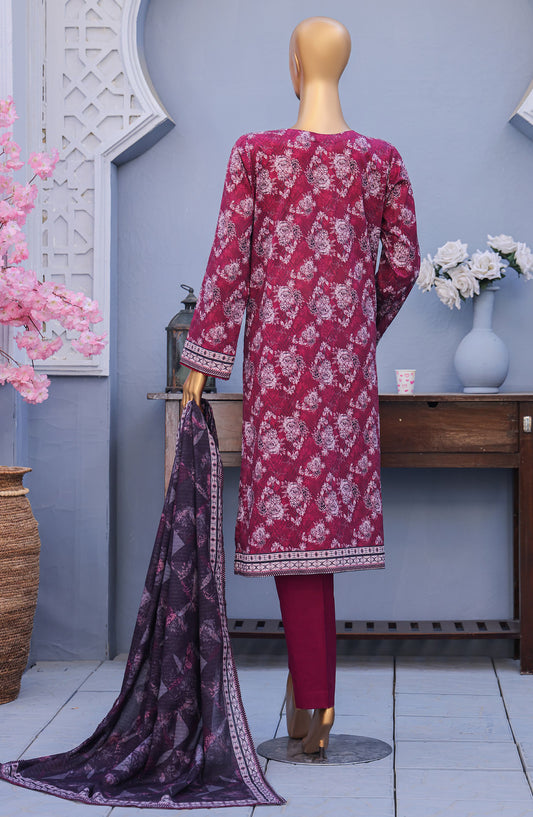 Mehak by HZ Textiles Embroidered Cross Slub Unstitched 3 Piece Suit - MCE-3051 - HZ26MHK - Pink - Summer Collection