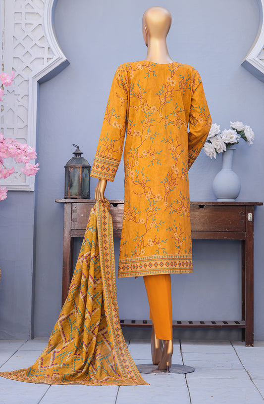 Mehak by HZ Textiles Embroidered Cross Slub Unstitched 3 Piece Suit - MCE-3045 - HZ26MHK - Mustard - Summer Collection