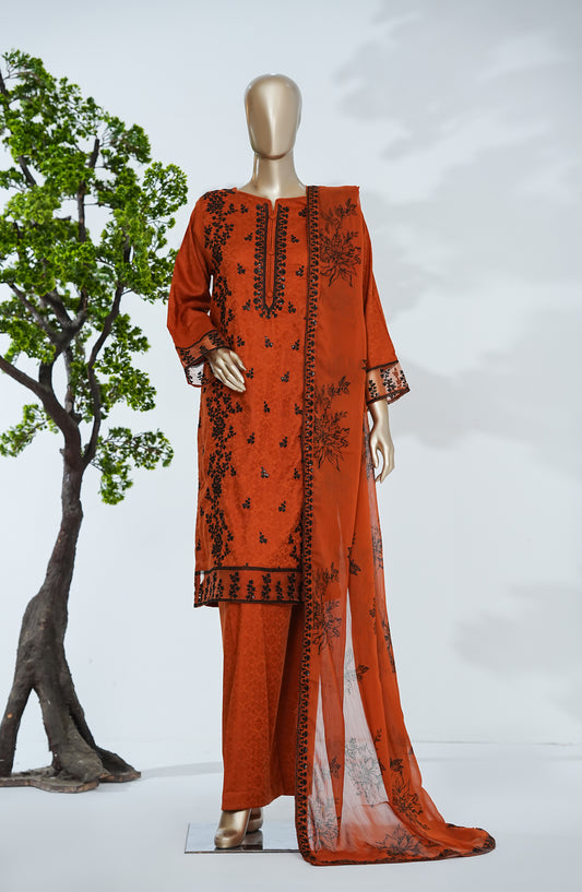 Mehar Ali by Amna Khadija Embroidered Cotton Stitched 3 Piece Suit - AKMA-04 - AM26MLI - Orange - Festive Collection
