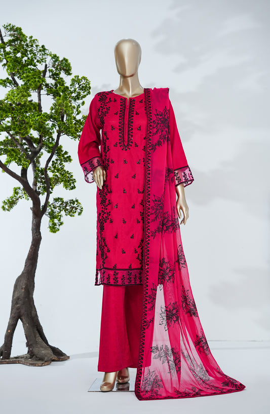 Mehar Ali by Amna Khadija Embroidered Cotton Stitched 3 Piece Suit - AKMA-03 - AM26MLI - Pink - Festive Collection