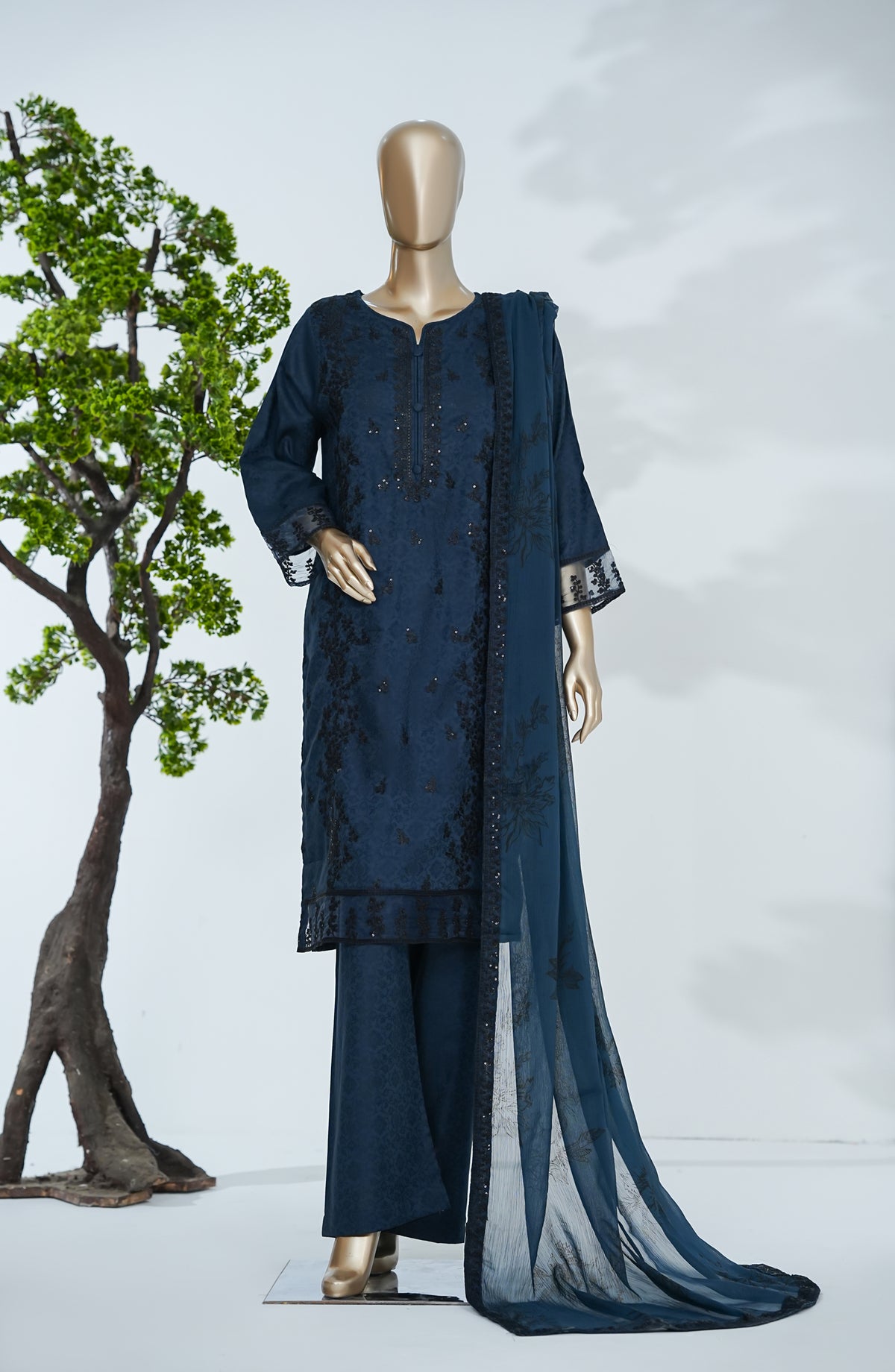 Mehar Ali by Amna Khadija Embroidered Cotton Stitched 3 Piece Suit - AKMA-02 - AM26MLI - Blue - Festive Collection