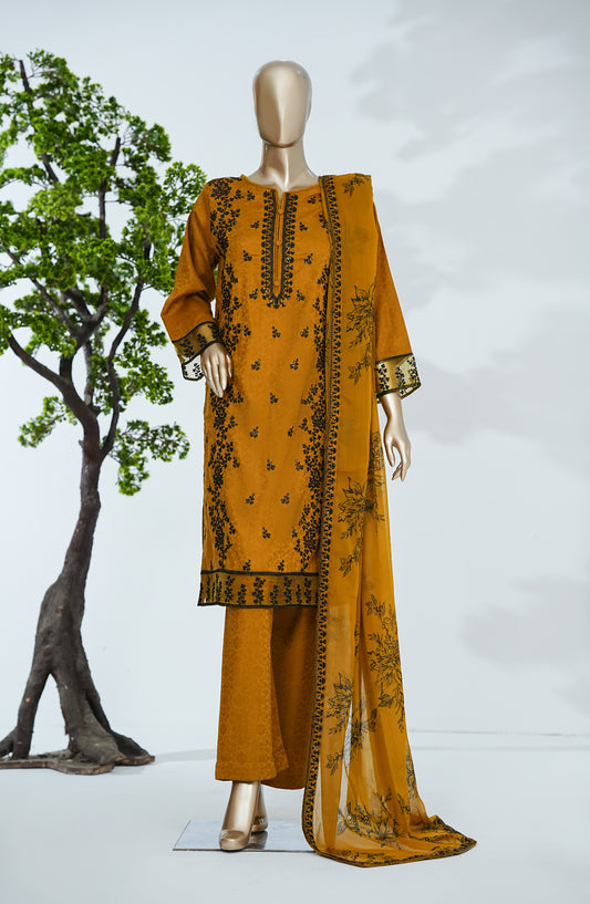 Mehar Ali by Amna Khadija Embroidered Cotton Stitched 3 Piece Suit - AKMA-01 - AM26MLI - Mustard - Festive Collection