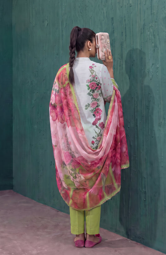 Mehar by Amna Khadija Embroidered Cotton Stitched 3 Piece Suit - AKM-02 - AM26MHER - Green - Summer Collection