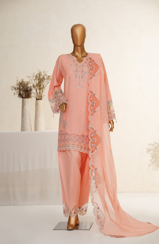 Meher by Maria Fabrics Embroidered Cotton Stitched 3 Piece Suit - 04 Ishya - MRF25MHR - Pink - Formals Collection