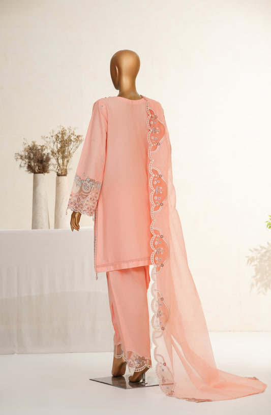Meher by Maria Fabrics Embroidered Cotton Stitched 3 Piece Suit - 04 Ishya - MRF25MHR - Pink - Formals Collection