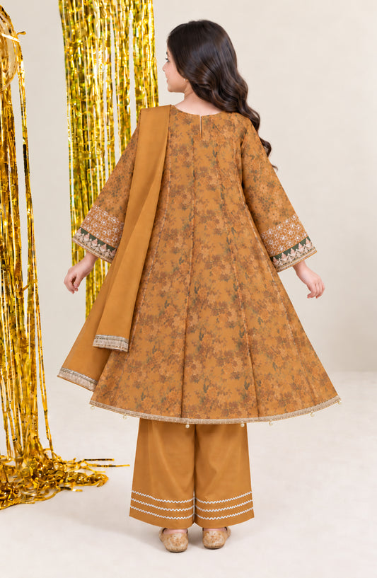 Mehfil by Amna Khadija Embroidered Organza Stitched 3 Piece Suit - AKM-01 - AM26MHL - Rust - Girls Collection