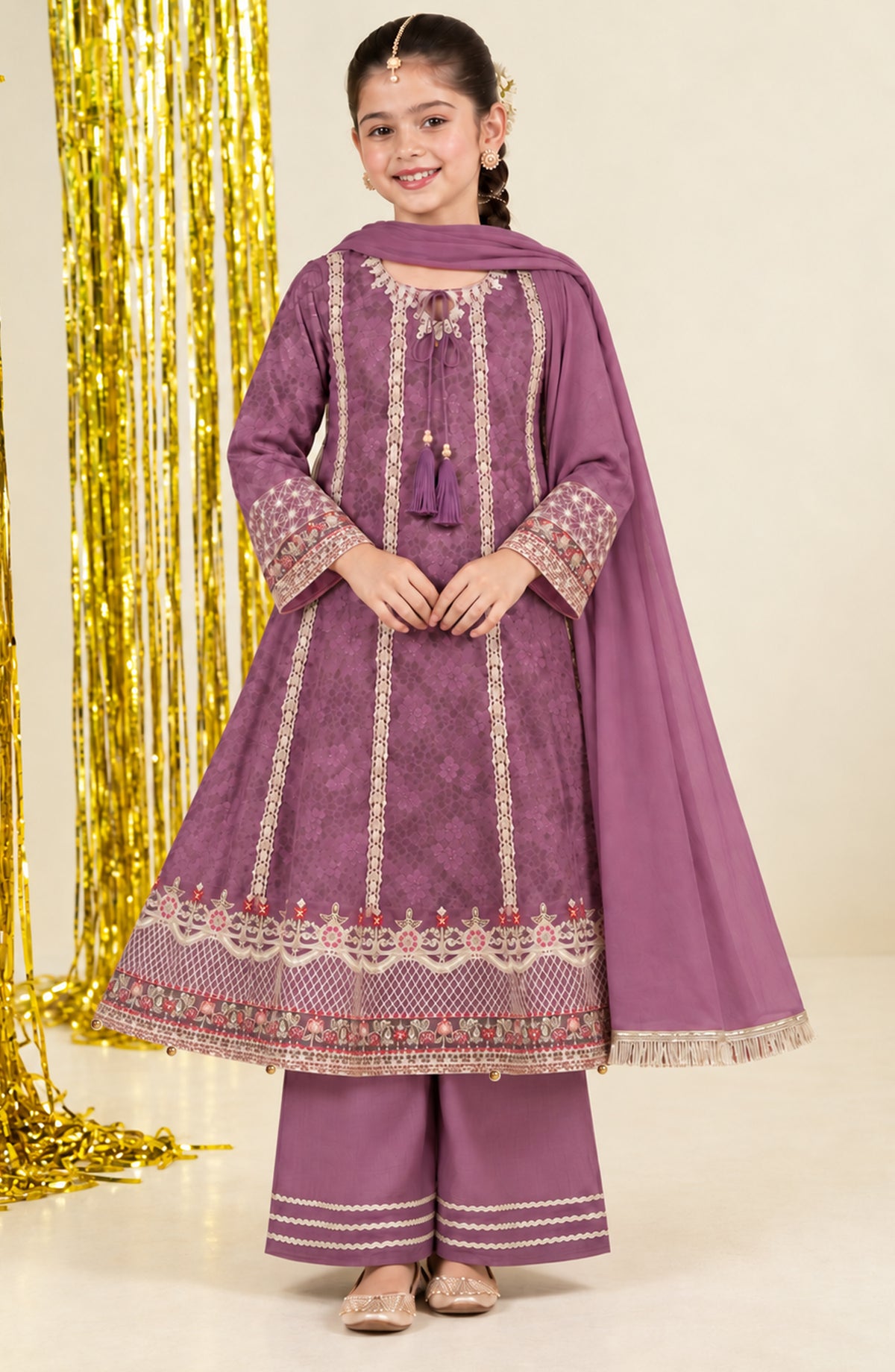 Mehfil by Amna Khadija Embroidered Organza Stitched 3 Piece Suit - AKM-02 - AM26MHL - Purple - Girls Collection