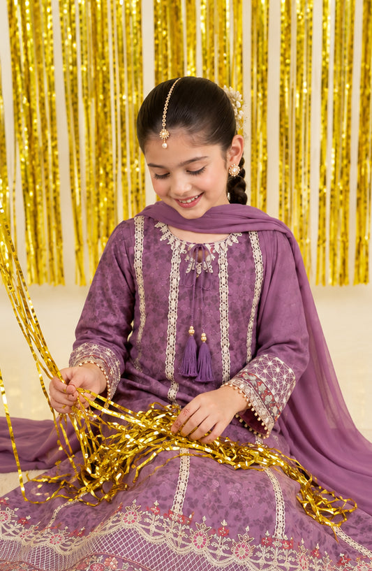 Mehfil by Amna Khadija Embroidered Organza Stitched 3 Piece Suit - AKM-02 - AM26MHL - Purple - Girls Collection