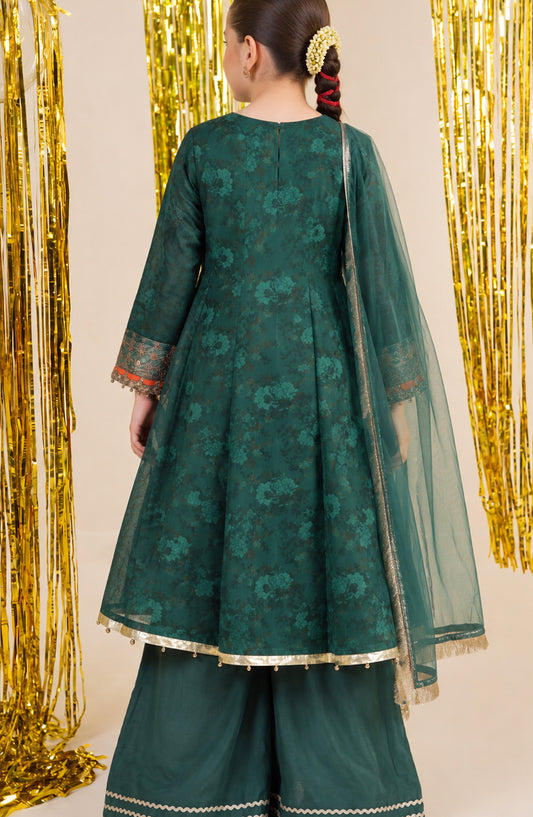 Mehfil by Amna Khadija Embroidered Organza Stitched 3 Piece Suit - AKM-03 - AM26MHL - Green - Girls Collection