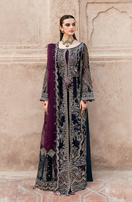 Mehfil by Shagna Festive Embroidered Organza Unstitched 3 Piece Suit - SF-09-NEEL - SHG25MHL - Blue - Formals Collection