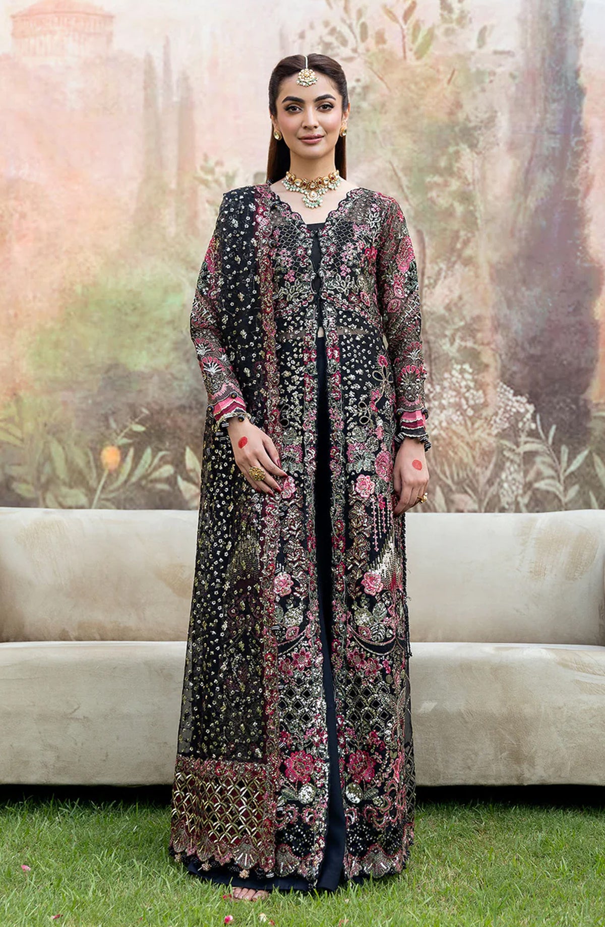 Mehfil by Shagna Festive Embroidered Organza Unstitched 3 Piece Suit - SF-08-KAJAL - SHG25MHL - Black - Formals Collection
