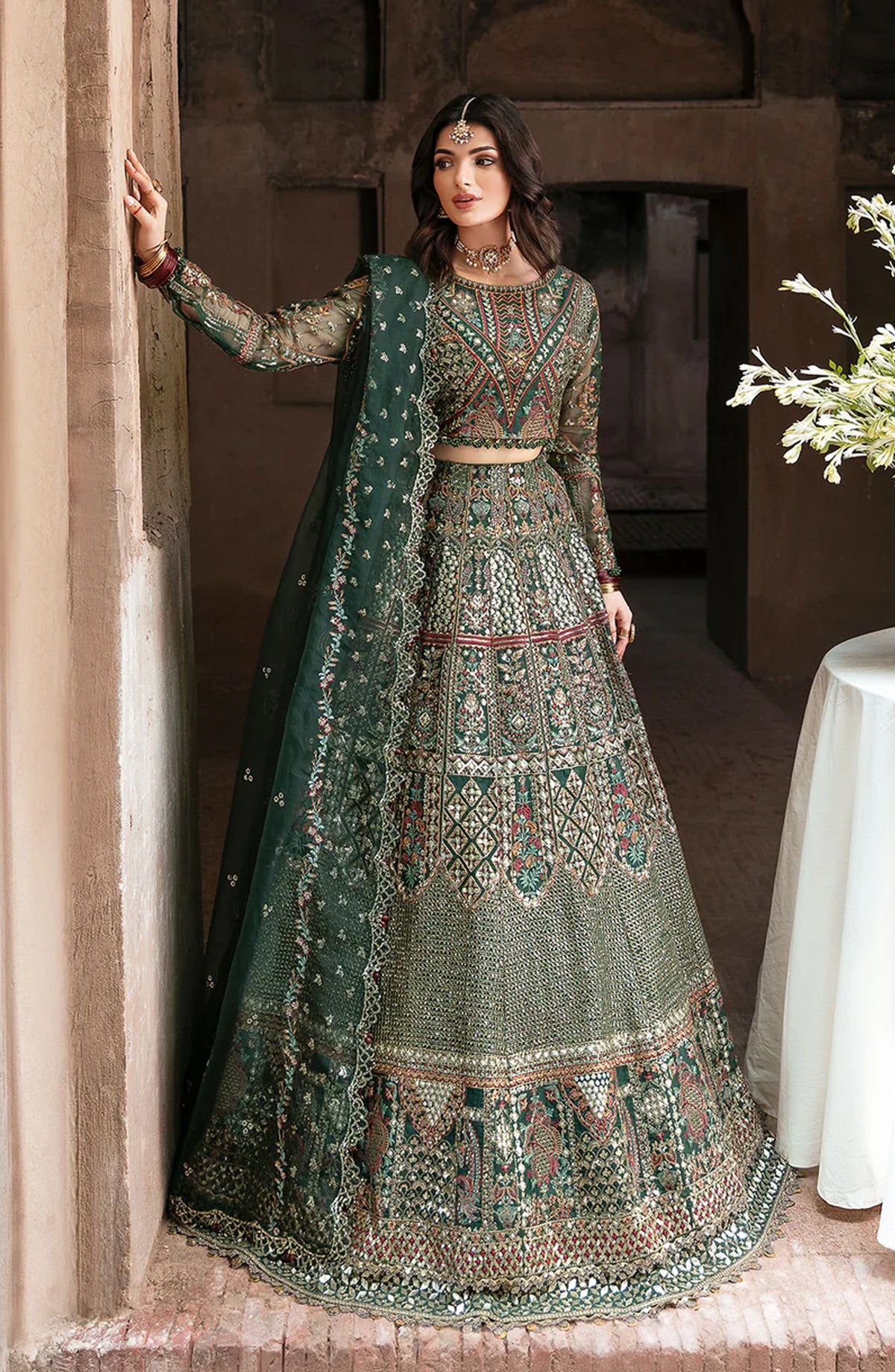 Mehfil by Shagna Festive Embroidered Organza Unstitched 3 Piece Suit - SF-06-YAAD - SHG25MHL - Green - Formals Collection