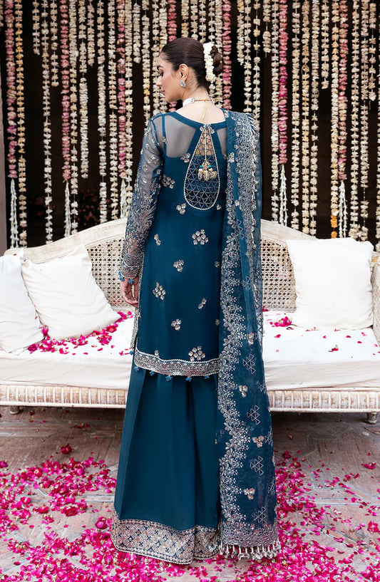 Mehfil by Shagna Festive Embroidered Organza Unstitched 3 Piece Suit - SF-04-SAAHIL - SHG25MHL - Blue - Formals Collection
