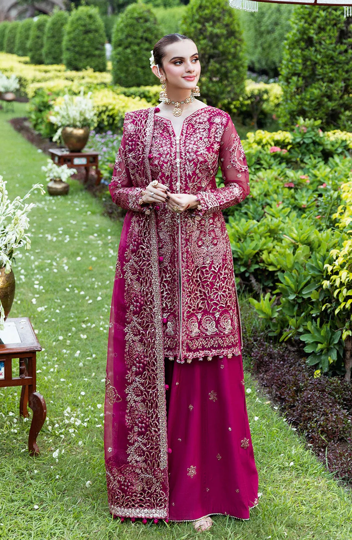 Mehfil by Shagna Festive Embroidered Organza Unstitched 3 Piece Suit - SF-03-MAHER - SHG25MHL - Pink - Formals Collection