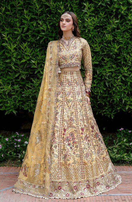 Mehfil by Shagna Festive Embroidered Raw Silk Unstitched 3 Piece Suit - SF-02-JHILMIL - SHG25MHL - Yellow - Formals Collection