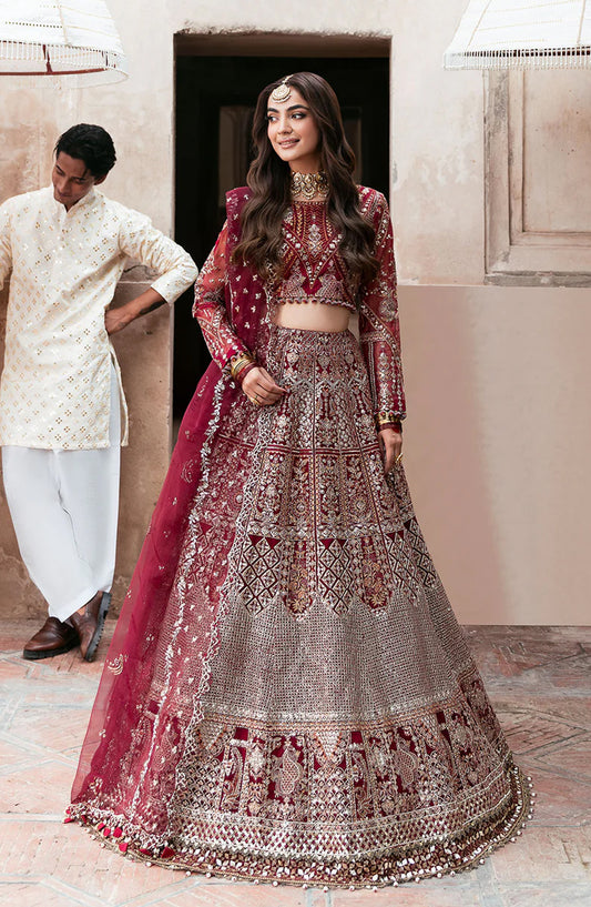 Mehfil by Shagna Festive Embroidered Organza Unstitched 3 Piece Suit - SF-01-GULRUKH - SHG25MHL - Red - Formals Collection