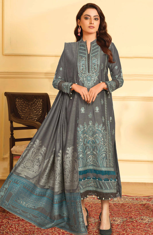 Mehmat by Johra Luxury Embroidered Unstitched 3 Piece Suit - JW-281 - JH25MMT - Grey - Winter Collection