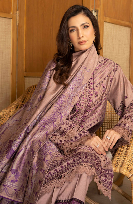 Mehmat by Johra Luxury Embroidered Unstitched 3 Piece Suit - JW-278 - JH25MMT - Pink - Winter Collection