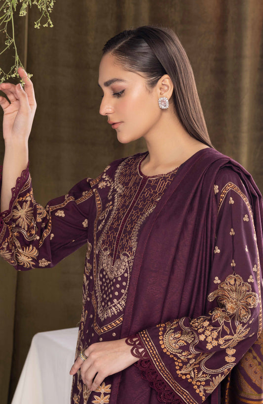 Mehmat by Johra Luxury Embroidered Unstitched 3 Piece Suit - JW-277 - JH25MMT - Purple - Winter Collection