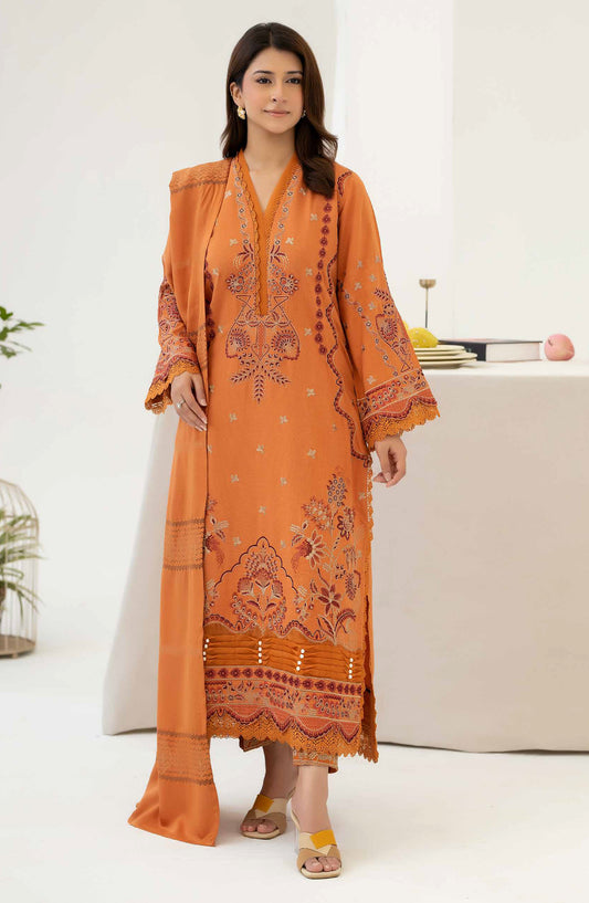 Mehrish by Johra Embroidered Viscose Unstitched 3 Piece Suit - JW-389 - JH25MEHRI - Orange - Winter Collection