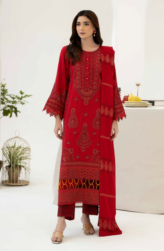 Mehrish by Johra Embroidered Viscose Unstitched 3 Piece Suit - JW-385 - JH25MEHRI - Red - Winter Collection