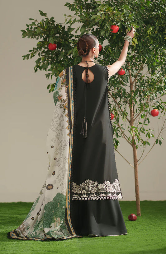 Mehroze by Bin Ilyas Embroidered Lawn Unstitched 3 Piece Suit - D-762 - BL26MHRE - Black - Summer Collection