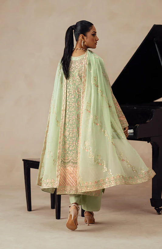 Mehrun by Freesia Luxury Embroidered Chiffon Unstitched 3 Piece Suit - AFRA - FSU5614 - FS25MHR - Green - Formals Collection