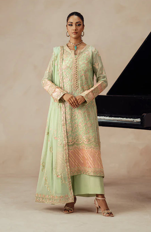 Mehrun by Freesia Luxury Embroidered Chiffon Unstitched 3 Piece Suit - AFRA - FSU5614 - FS25MHR - Green - Formals Collection