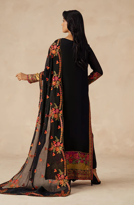 Mehrun by Freesia Luxury Embroidered Chiffon Unstitched 3 Piece Suit - AZILA - FSU5615 - FS25MHR - Black - Formals Collection