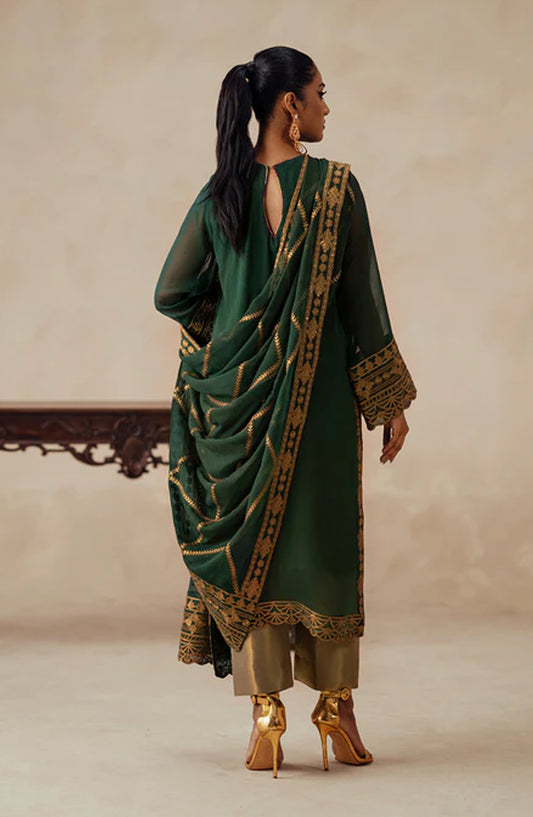 Mehrun by Freesia Luxury Embroidered Chiffon Unstitched 3 Piece Suit - JASMINE - FSU5618 - FS25MHR - Green - Formals Collection